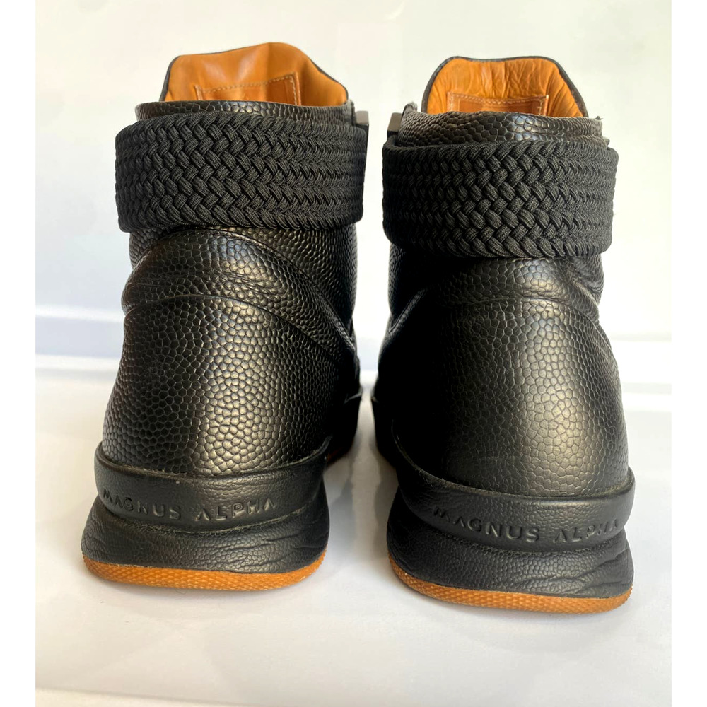 Magnus Alpha Men's sneaker High Top black on black calfskin leather size 9.5 - Picture 7 of 12